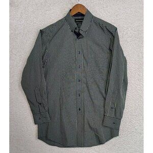 Paul Frederick Dress Shirt Mens 15x32 Tailored Fit Non Iron Plaid Long Sleeves